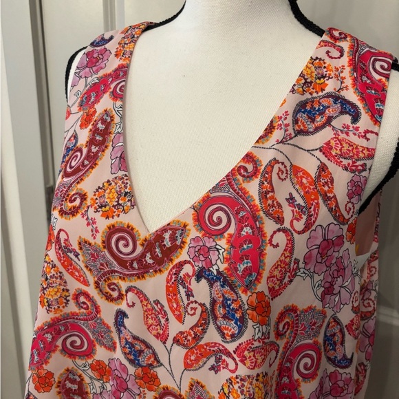 NWT St.Tropez colorful pink paisley patterned tank blouse size L - Picture 10 of 12